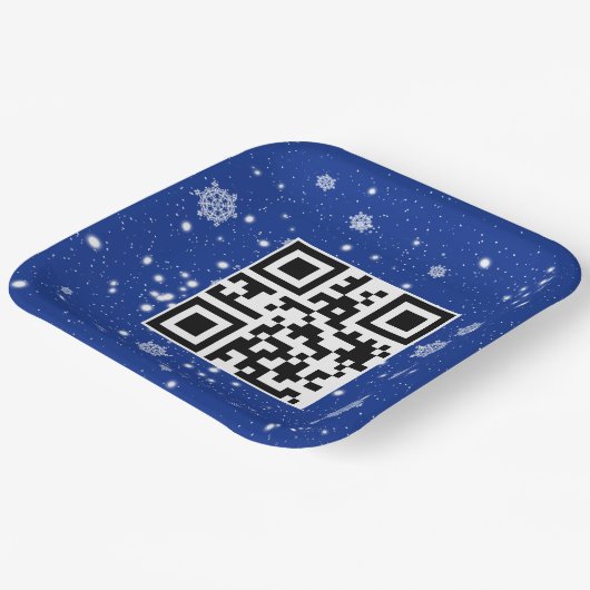 Vrolijke kerst QR-code op sneeuwvlokken Papieren Bordje (Gebogen)