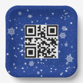 Vrolijke kerst QR-code op sneeuwvlokken Papieren Bordje (Voorkant)