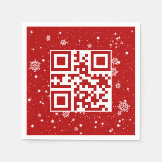 Vrolijke kerst QR-code op sneeuwvlokken Servet (Voorkant)