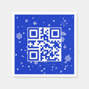 Vrolijke kerst QR-code op sneeuwvlokken Servet