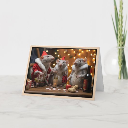 Vrolijke Kerst Ratten Kerst Kaart (Voorkant)