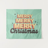 Vrolijke kerst retro groovy tekst seizoensgebonden wandkleed (Voorkant (horizontaal))