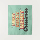 Vrolijke kerst retro groovy tekst seizoensgebonden wandkleed (Voorkant)
