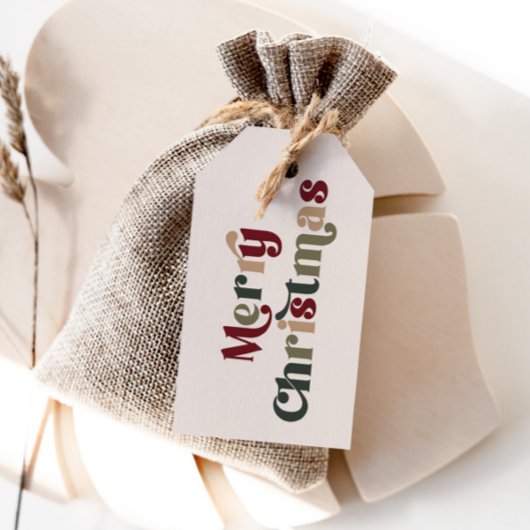 Vrolijke kerst Retro Lettering Cadeaulabel