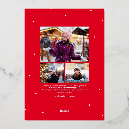 Vrolijke kerst retro script klassieke foto folie feestdagenkaart (Achterkant)