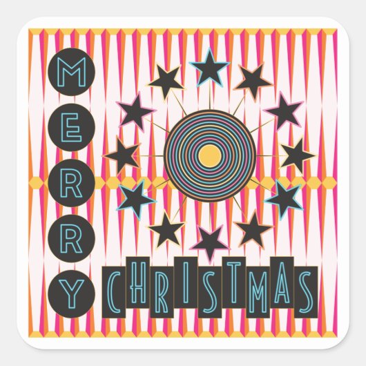 Vrolijke kerst retro Stickers (Voorkant)