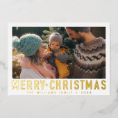  vrolijke kerst retro typografie | Rood Folie Feestdagenkaart (Voorkant)