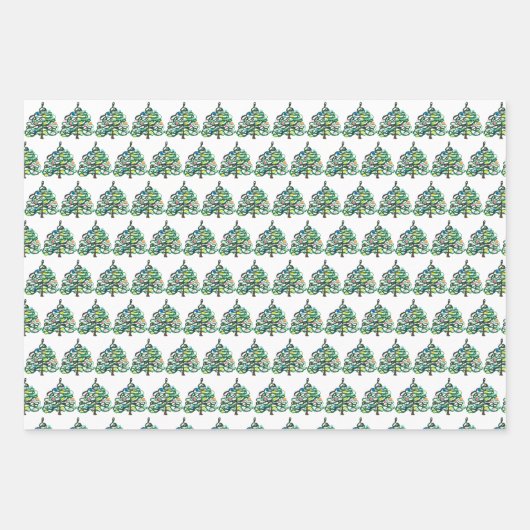 Vrolijke kerst Retro  Xmas Stars Sneeuwman Inpakpapier Vel (Voorkant 2)