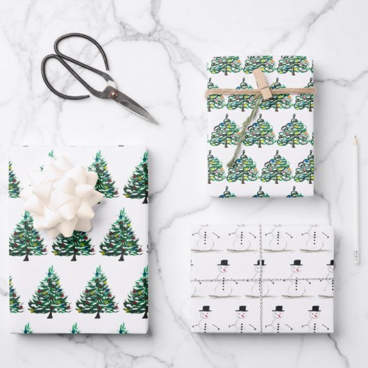 Vrolijke kerst Retro  Xmas Stars Sneeuwman Inpakpapier Vel (Voorkant)