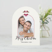 Vrolijke kerst Robins en Red Bow Arched Kaart (Staand voorkant)