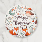 Vrolijke kerst Robins en vossen Bedankjes Labels (Voorkant)