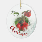 Vrolijke kerst rode bessen uit sneeuw Ornament (Links)