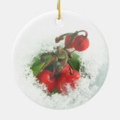 Vrolijke kerst rode bessen uit sneeuw Ornament (Achterkant)