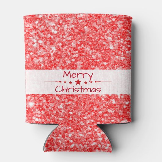 Vrolijke kerst-rode glitter blikjeskoeler (Achterkant)