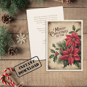 vrolijke kerst rode poinsettia feestdagenkaart