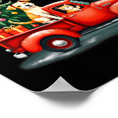 Vrolijke kerst rode vrachtwagen met hond en verste poster (Hoek)