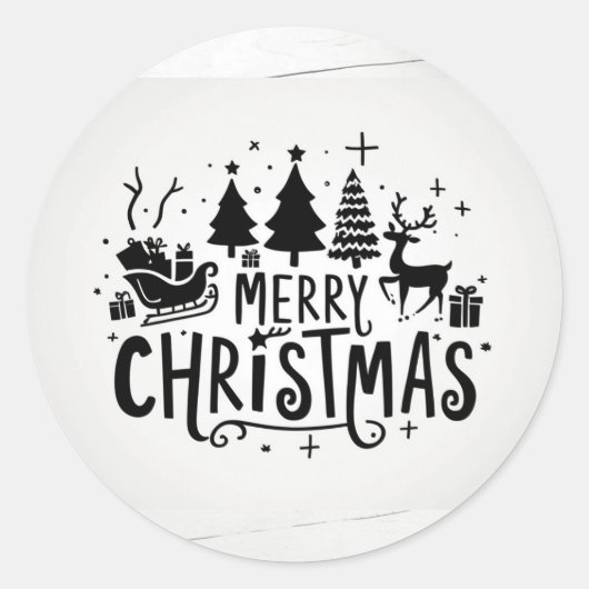 Vrolijke kerst ronde sticker (Voorkant)
