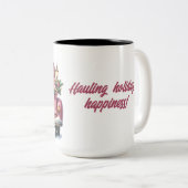 Vrolijke kerst Roze Truck Tweekleurige Koffiemok (Voorkant rechts)