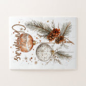 Vrolijke kerst rustieke groet legpuzzel (Horizontaal)