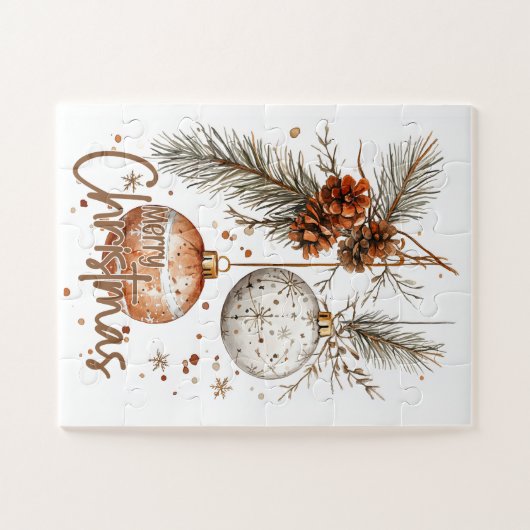 Vrolijke kerst rustieke groet legpuzzel (Horizontaal)