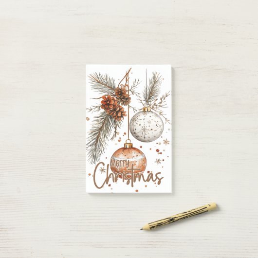 Vrolijke kerst rustieke groet post-it® notes (Op bureau)