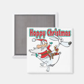 vrolijke kerst santa hoppende kangoeroe magneet (Voorkant / Achterkant)