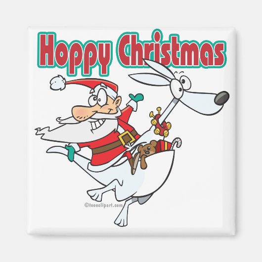 vrolijke kerst santa hoppende kangoeroe magneet (Voorkant)