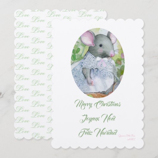 Vrolijke kerst schattige muis kaart (Voorkant / Achterkant)
