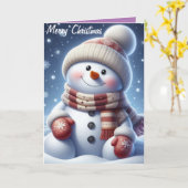 Vrolijke kerst Schattigee sneeuwman Kaart (Gele Bloem)