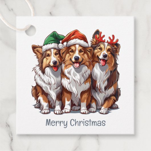 Vrolijke kerst Shetland Sheepdogs Bedankjes Labels (Voorkant)
