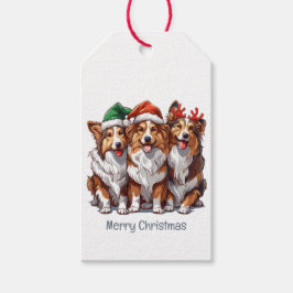 Vrolijke kerst Shetland Sheepdogs Cadeaulabel