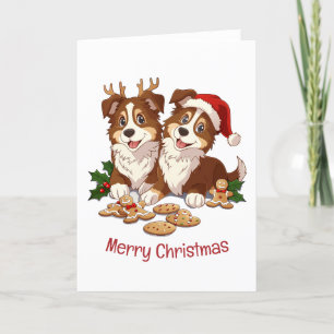 Vrolijke kerst Shetland Sheepdogs Feestdagen Kaart