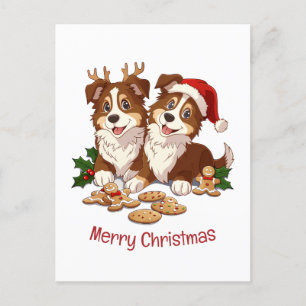 Vrolijke kerst Shetland Sheepdogs Feestdagenkaart