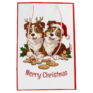 Vrolijke kerst Shetland Sheepdogs Medium Cadeauzakje