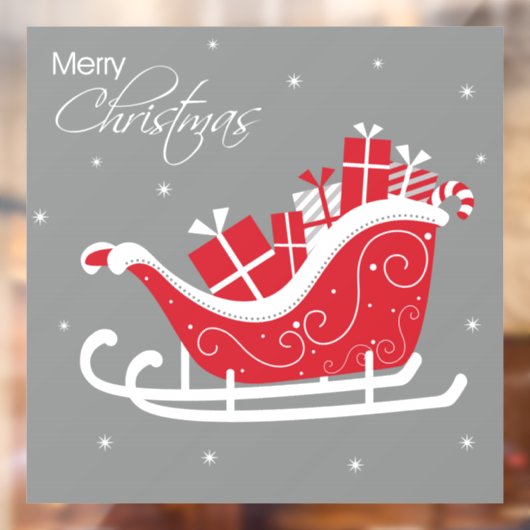 Vrolijke kerst slee en Cadeaus Raamsticker (Vel 2)