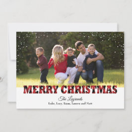 Vrolijke kerst sneeuw Kaart | Buffalo Plaid