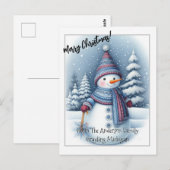 Vrolijke kerst sneeuwman, gepersonaliseerd briefkaart (Voorkant / Achterkant)