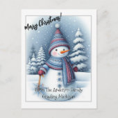 Vrolijke kerst sneeuwman, gepersonaliseerd briefkaart (Voorkant)