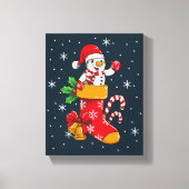 Vrolijke kerst sneeuwman in kousen canvas afdruk (Voorkant)