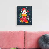 Vrolijke kerst sneeuwman in kousen canvas afdruk (Insitu (Woonkamer))