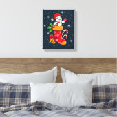 Vrolijke kerst sneeuwman in kousen canvas afdruk (Insitu (Slaapkamer))