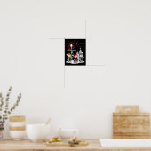 Vrolijke kerst sneeuwman Leopard Buffalo Red Plaid Poster (Keuken)