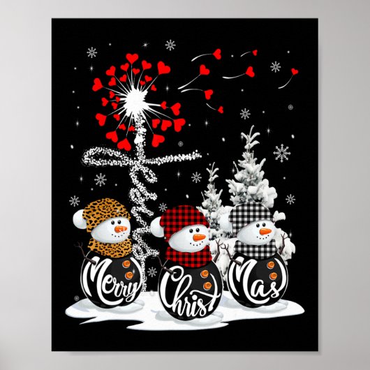 Vrolijke kerst sneeuwman Leopard Buffalo Red Plaid Poster (Voorkant)