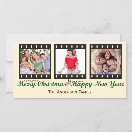 vrolijke kerst sneeuwpop fotokaart feestdagenkaart (Voorkant)