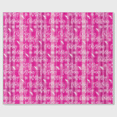 Vrolijke kerst sneeuwvlok maretak roze plaid cadeaupapier (Vlak)