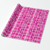 Vrolijke kerst sneeuwvlok maretak roze plaid cadeaupapier (Uitgerold)