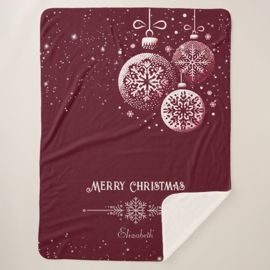 Vrolijke kerst sneeuwvlok Ornamenten Sherpa Deken (Voorkant)