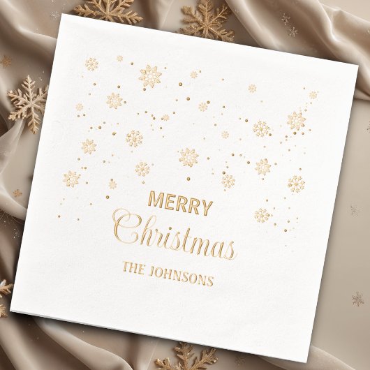 Vrolijke kerst sneeuwvlokken, aangepaste naam folie servetten