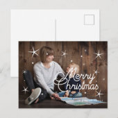 Vrolijke kerst sneeuwvlokken overlay familiefoto briefkaart (Voorkant / Achterkant)