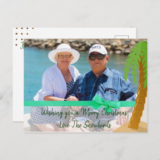 Vrolijke kerst Snowbird Funny Palm Tree Kaart (Voorkant / Achterkant)